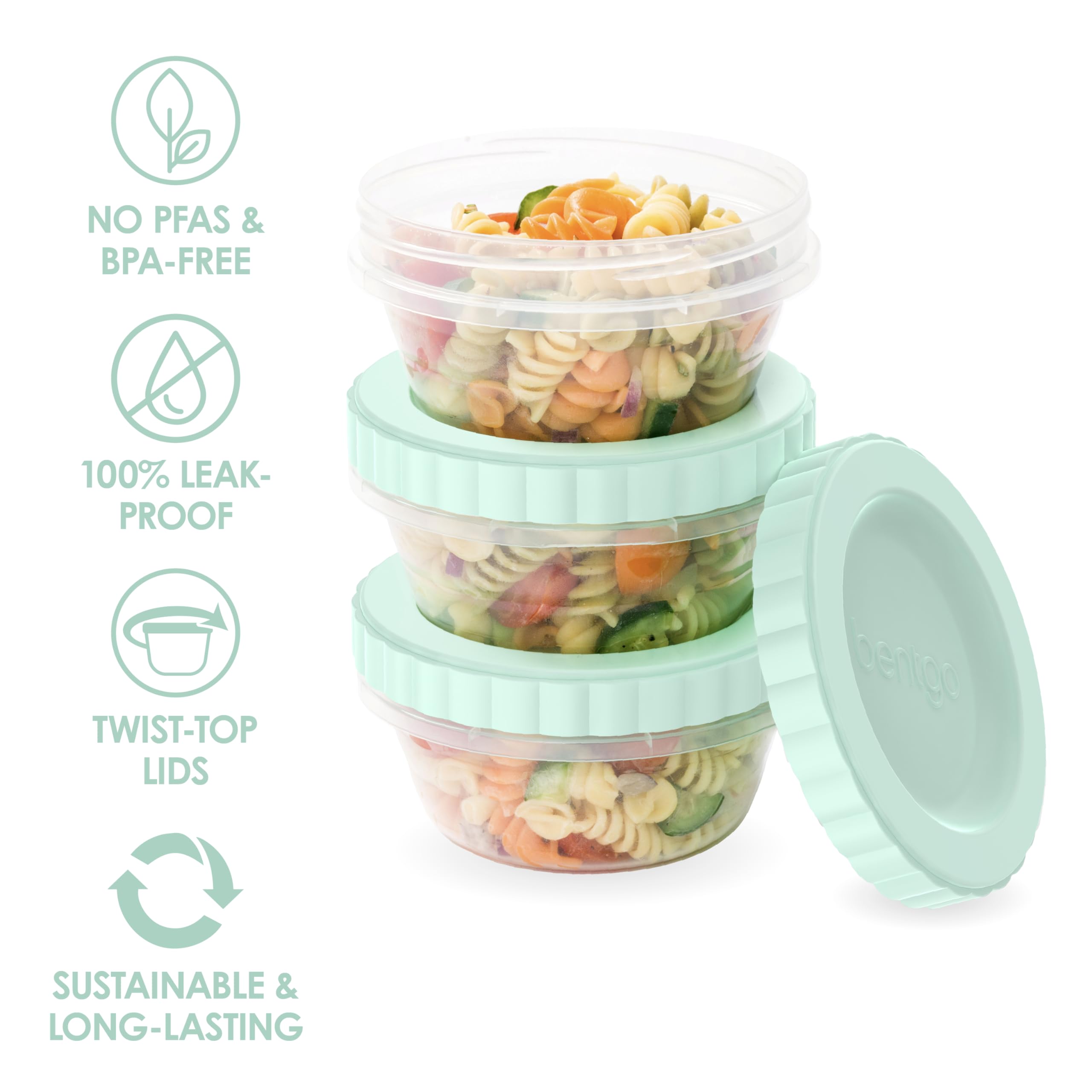 Bentgo Prep leak-proof twist-top lids prevent leaks in lunch bags and backpacks.