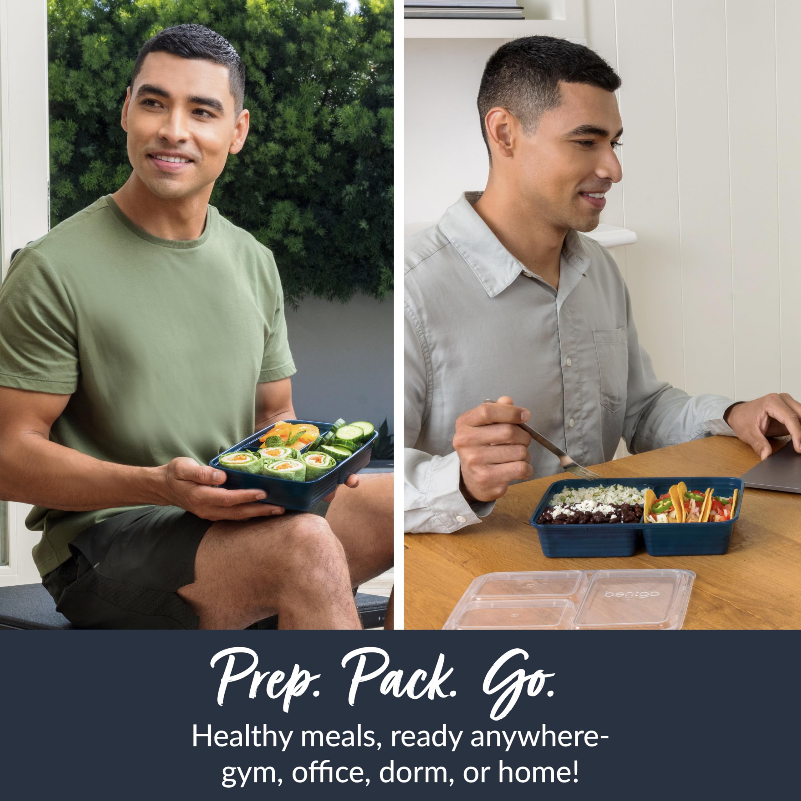 Bentgo Prep lids seal freshness with clear design for fridge storage.