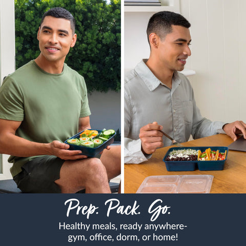 Bentgo Prep lids seal freshness with clear design for fridge storage.