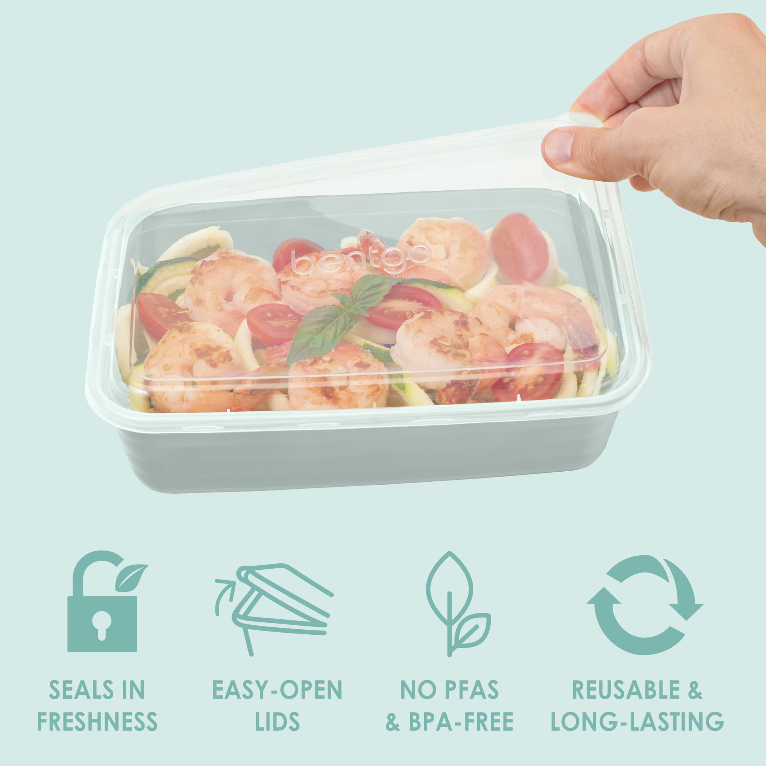 Bentgo Prep microwave, freezer, and dishwasher safe trays for easy reheating.