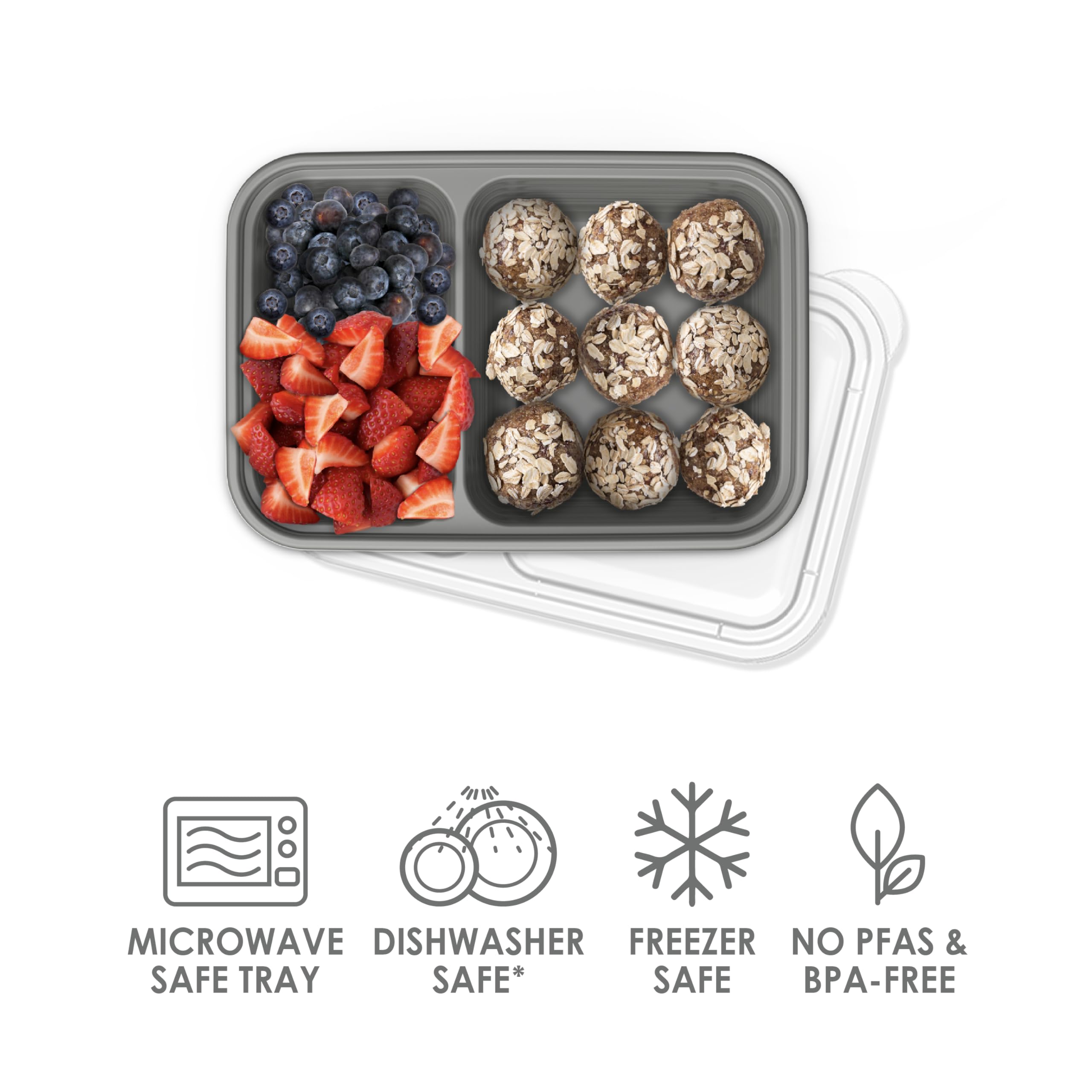 Bentgo Prep microwave-safe tray heats snacks quickly and evenly.