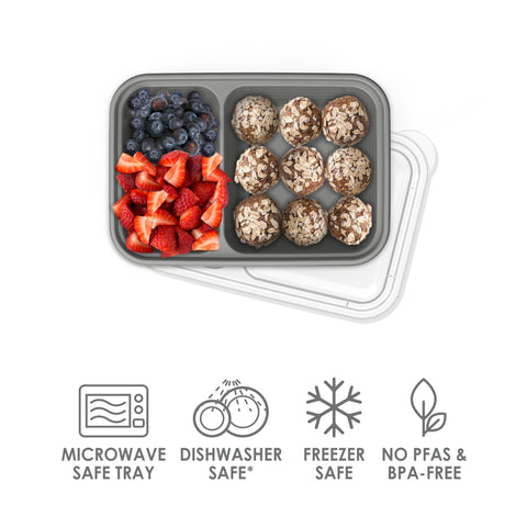 Bentgo Prep microwave-safe tray heats snacks quickly and evenly.
