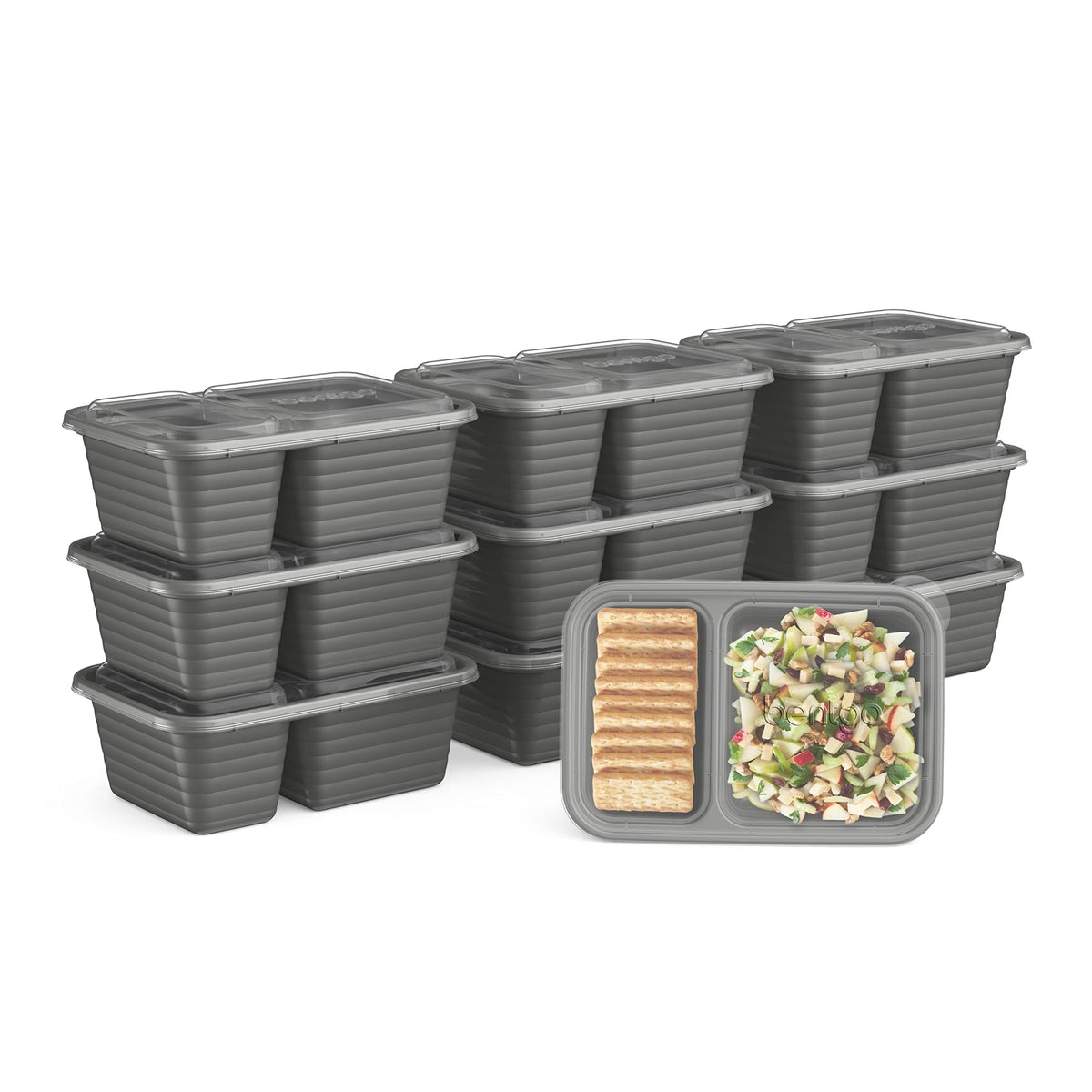 Bentgo Prep two-compartment snack container with lid, ideal for on-the-go portions.