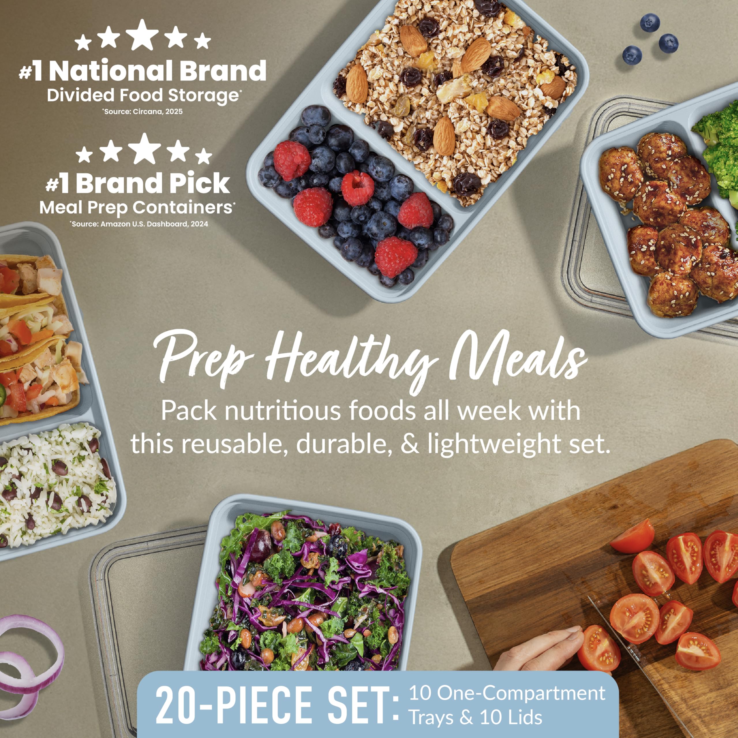 Bentgo Prep two-compartment trays simplify portion control for balanced meals.