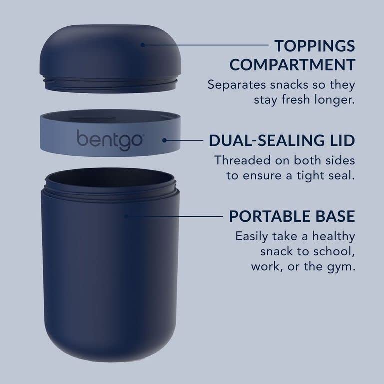 Bentgo Snack Cup leak-proof base prevents spills when lid is correctly oriented