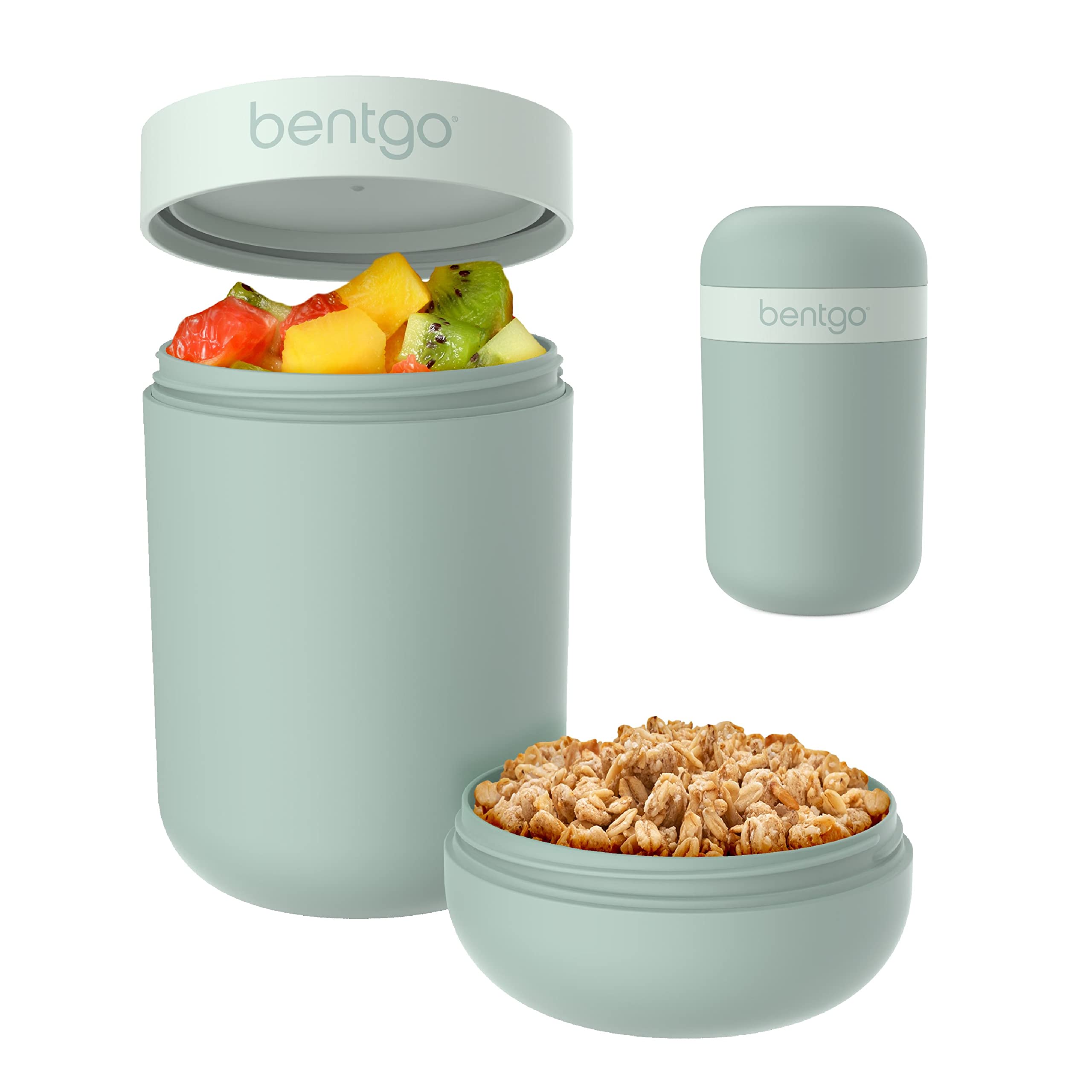 Bentgo Snack Cup mint green exterior for portable snacking.