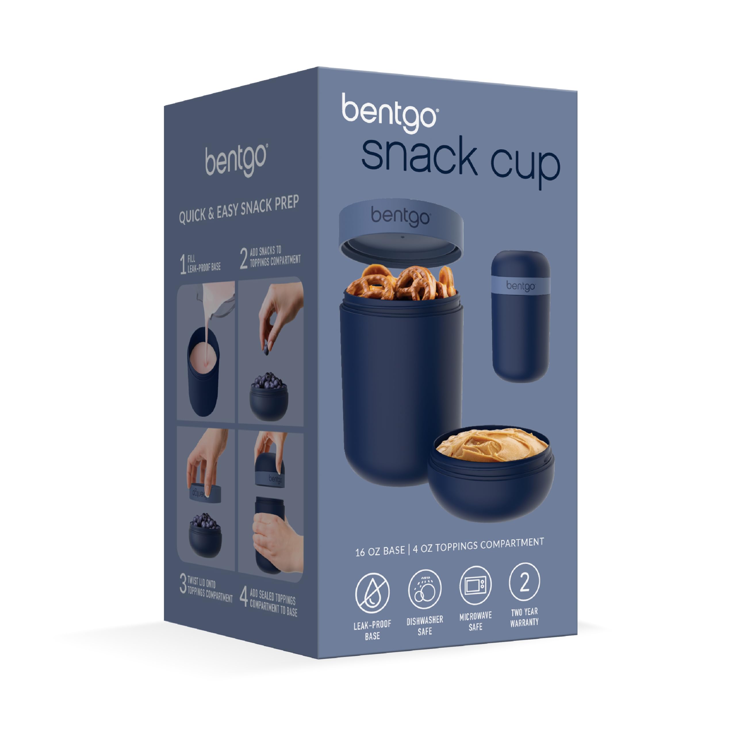Bentgo Snack Cup portable design fits work or gym bags for versatile snacking