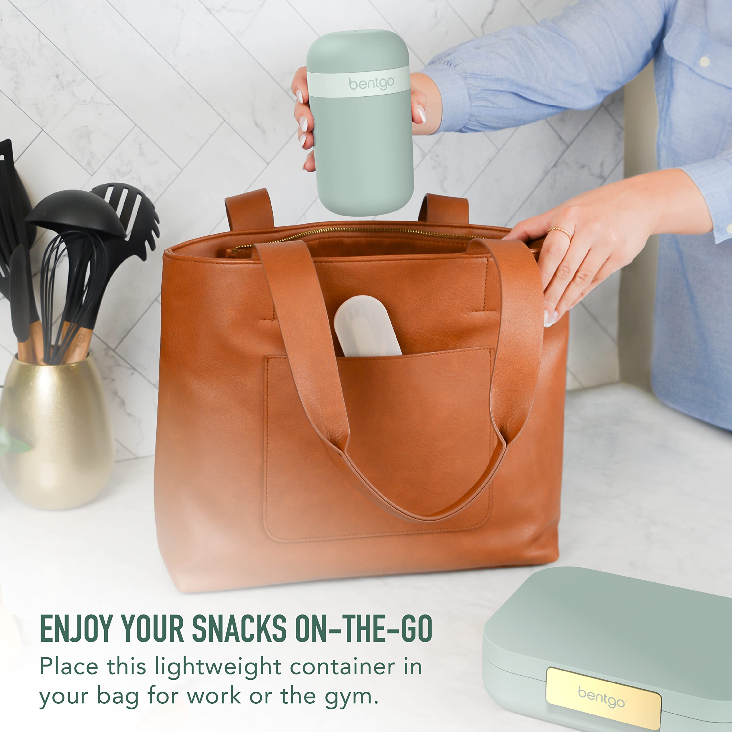 Bentgo Snack Cup toppings compartment showing separate space for toppings.