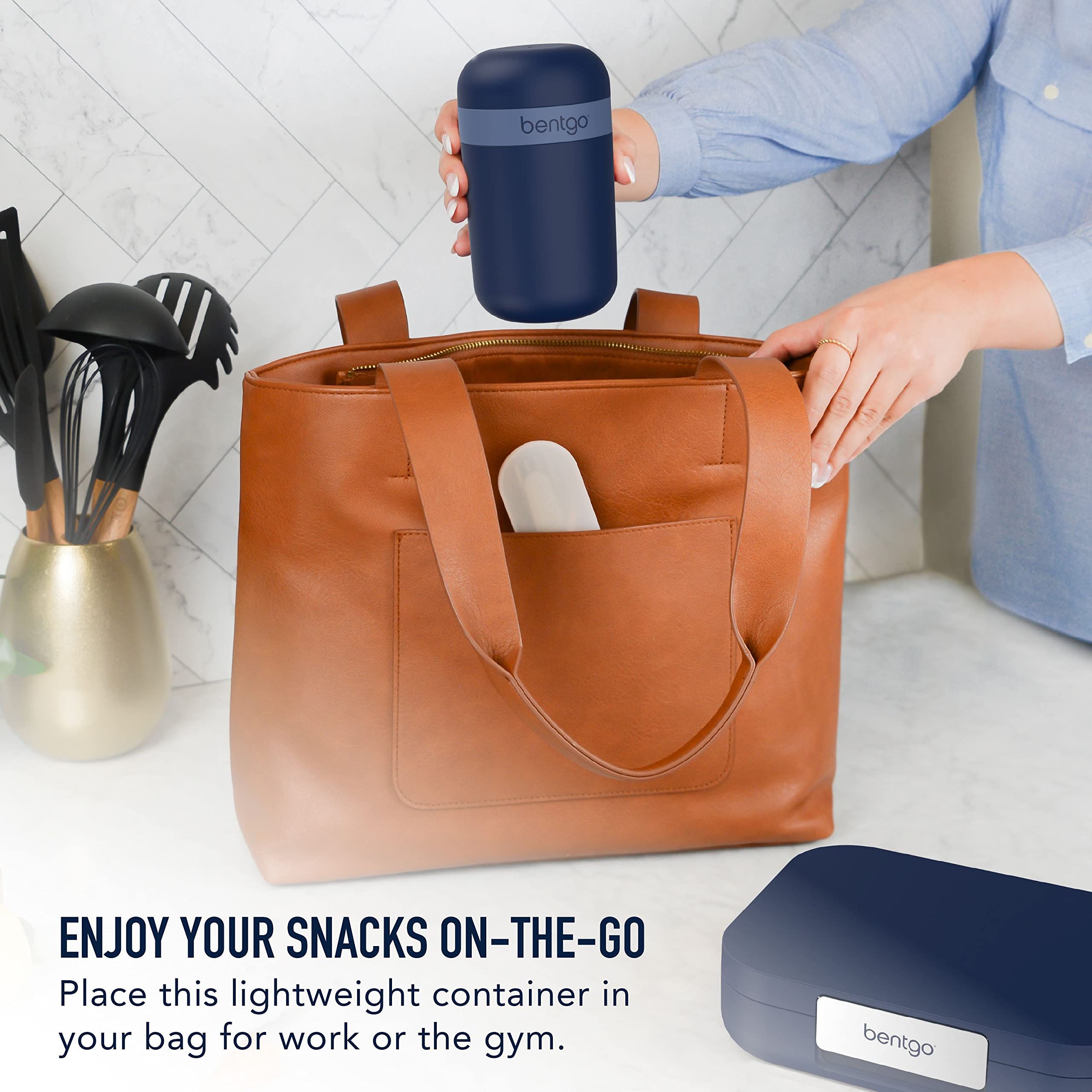 Bentgo Snack Cup toppings compartment keeps snacks organized for flavor mix-ins