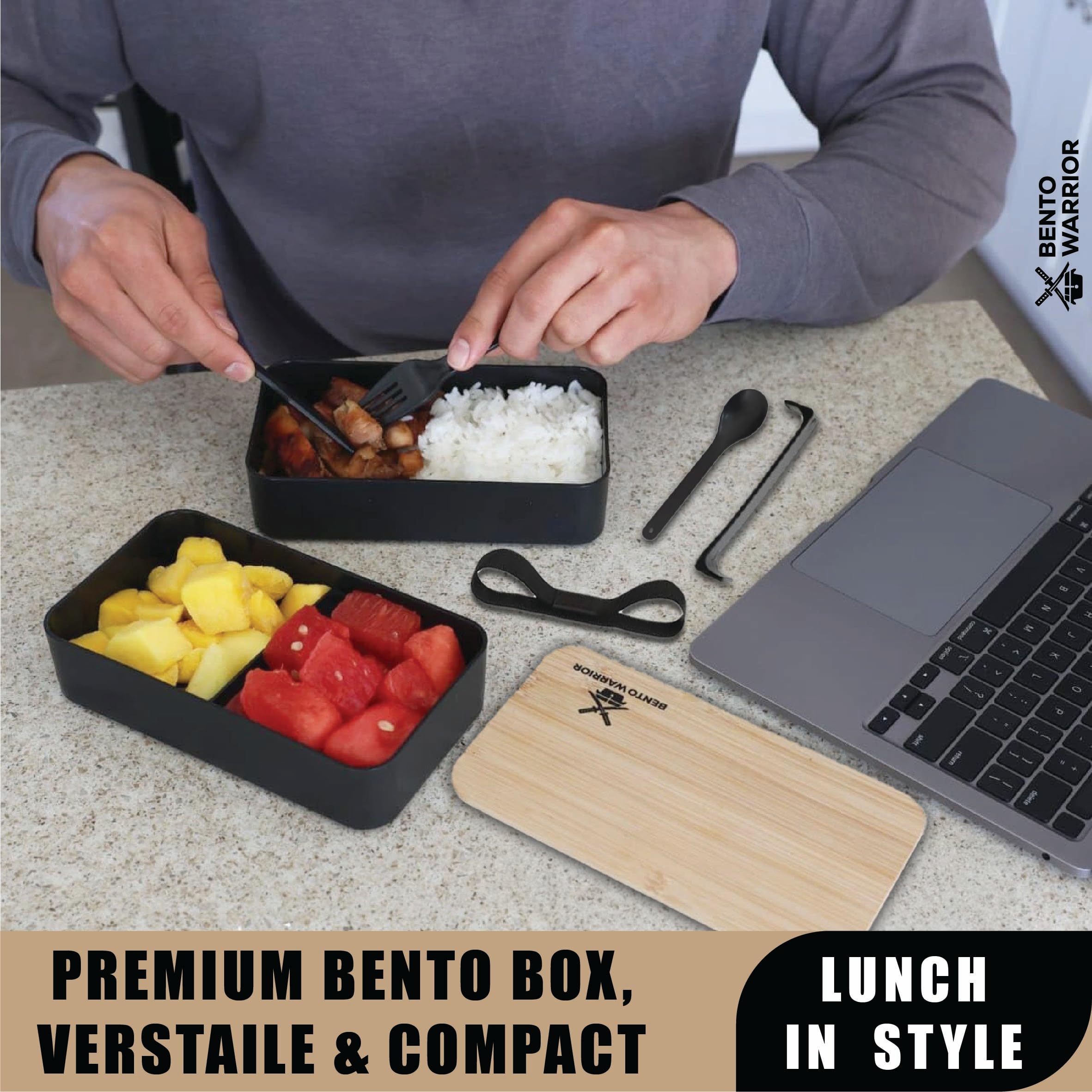 Bento Warrior lightweight, travel-friendly design fits bags and backpacks.