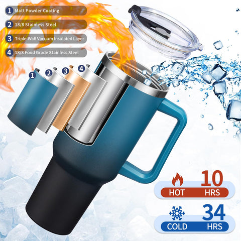 BENZZO tumbler with triple-wall insulation keeps drinks cold or hot.