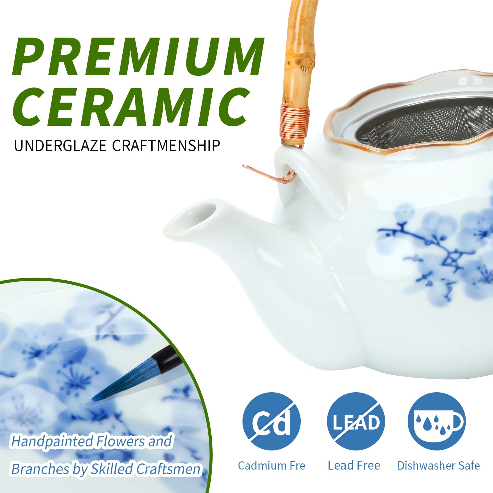 Beozinz Japanese Tea Set four cups set for everyday tea moments
