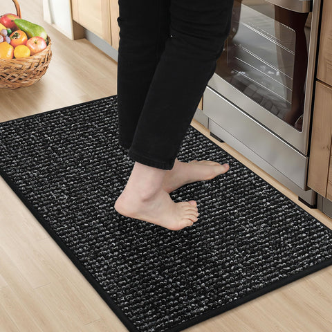 BEQHAUSE kitchen rug absorbent surface protects floors from spills.