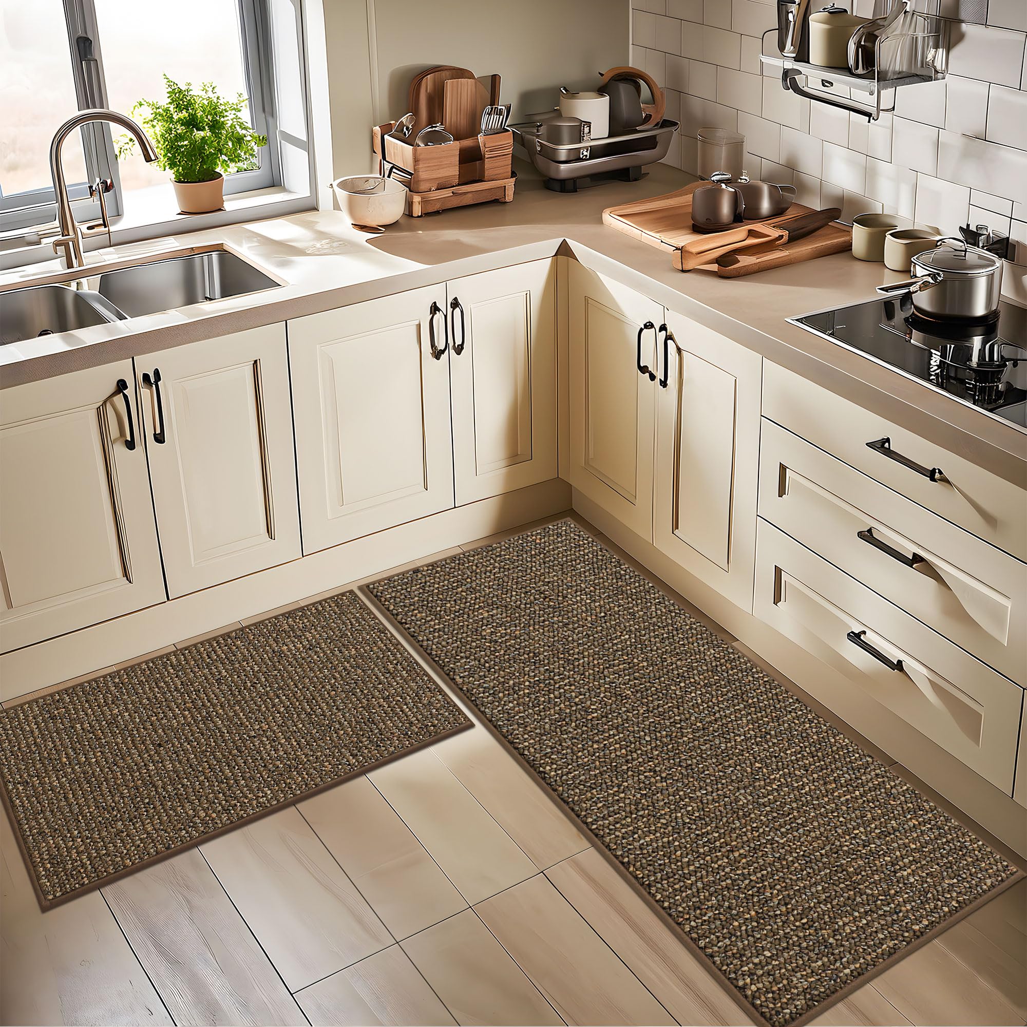 BEQHAUSE rug placed near the sink area provides comfortable footing during prep