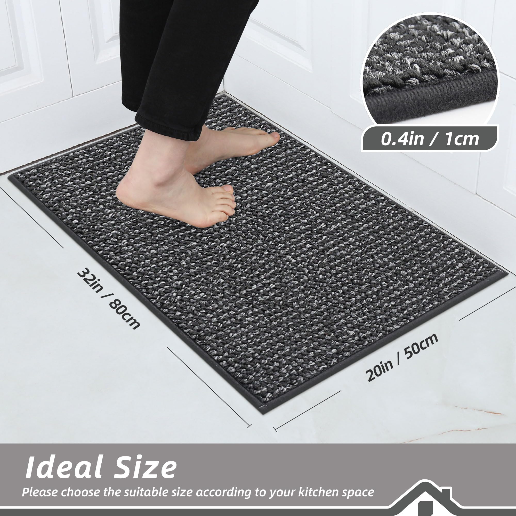 BEQHAUSE kitchen rug non-slip backing 20x32 stays in place