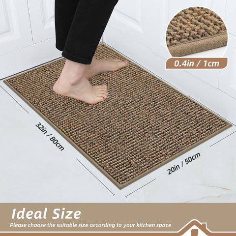 BEQHAUSE non-slip kitchen mat with TPR backing stays in place.