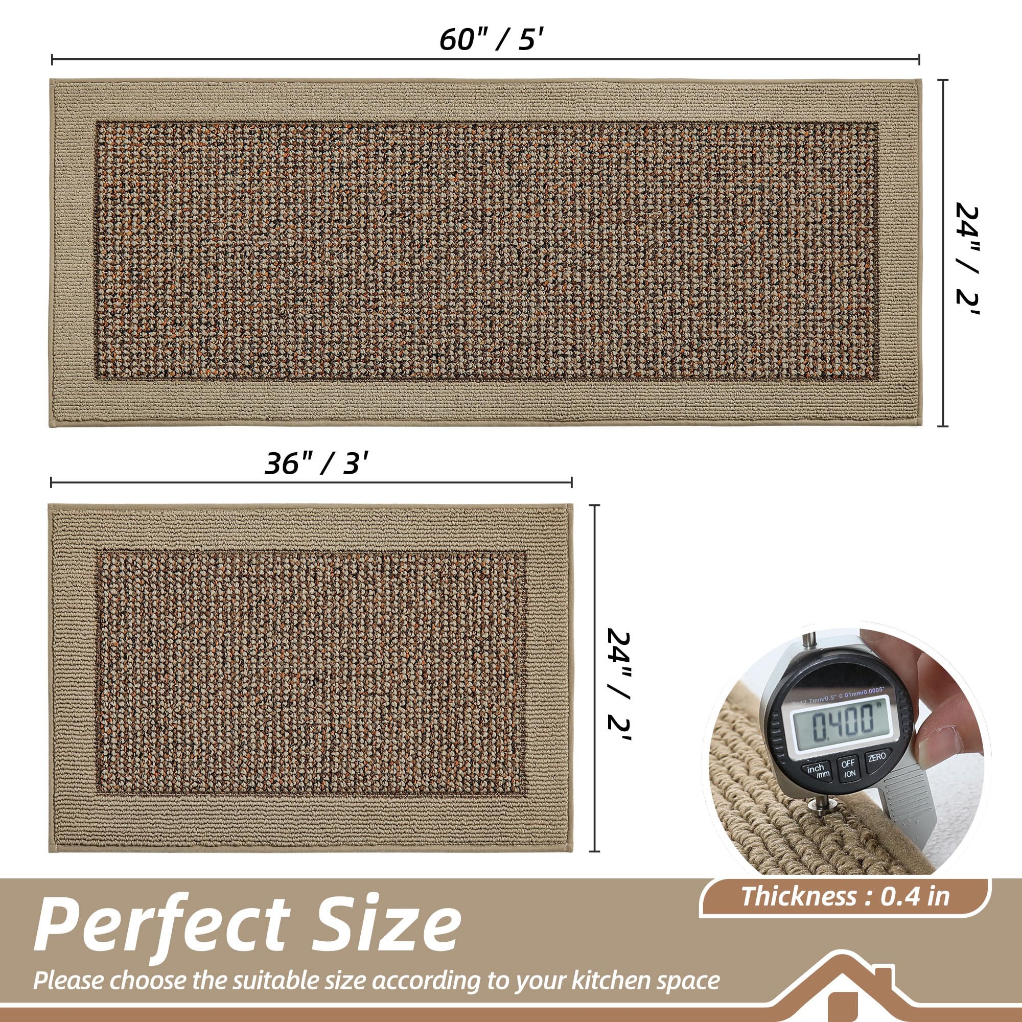 BEQHAUSE non-slip kitchen mat with TPR backing reduces slips