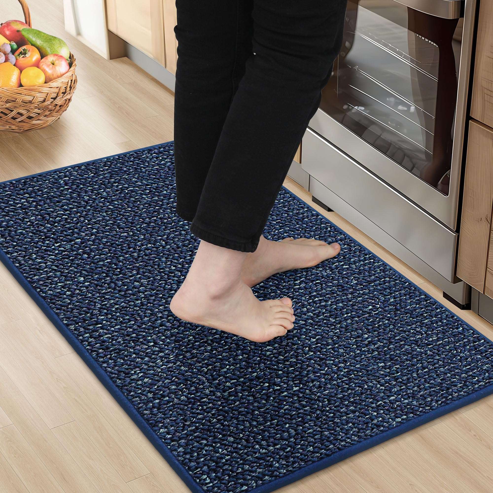 BEQHAUSE kitchen rug 20x32 absorbs spills and protects floors effectively.