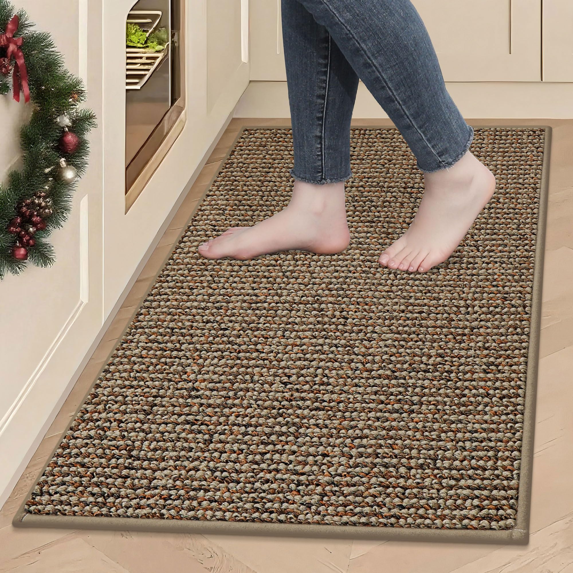 BEQHAUSE kitchen rug with absorbent surface protects floors from spills