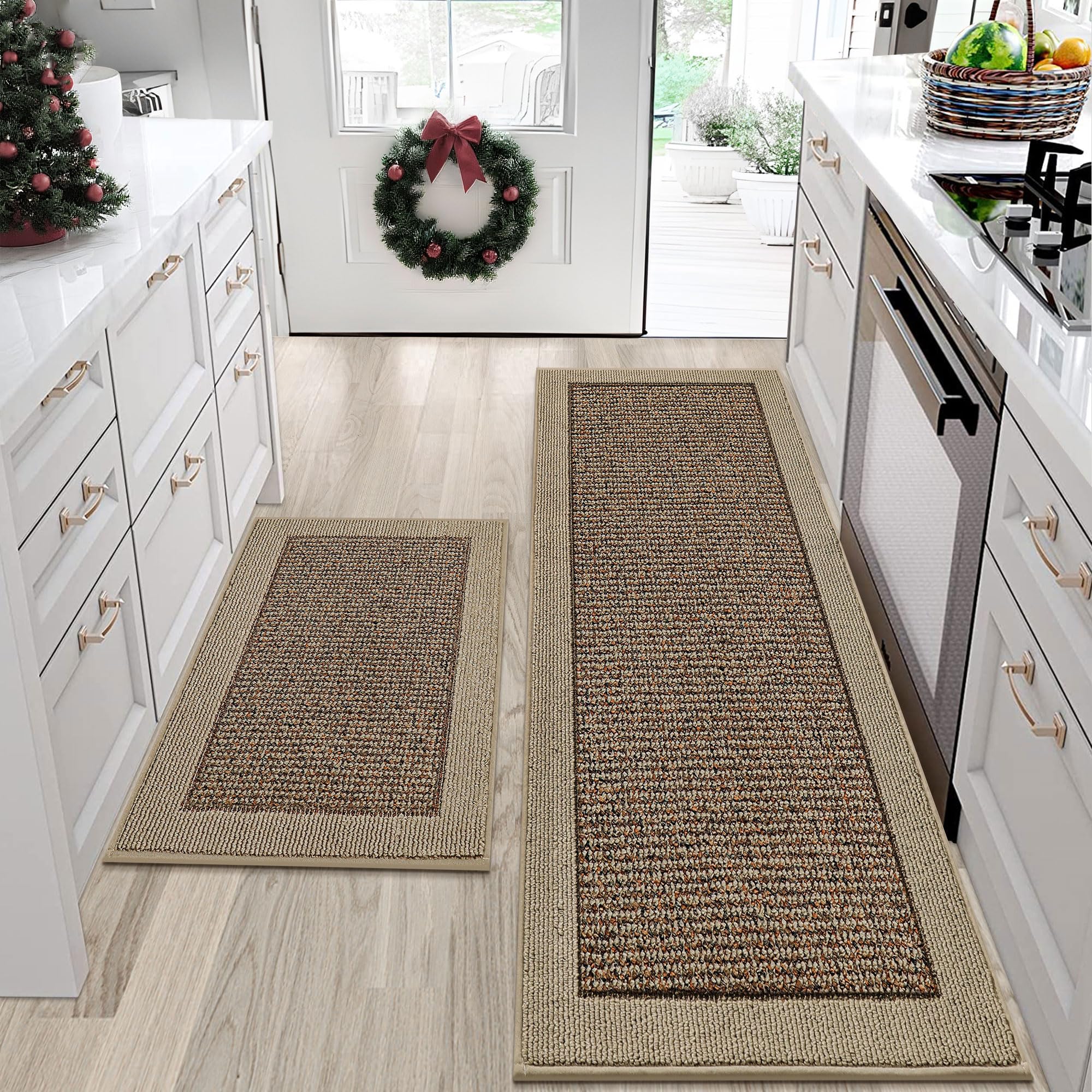 BEQHAUSE kitchen rug absorbent fibers catch spills for clean floors