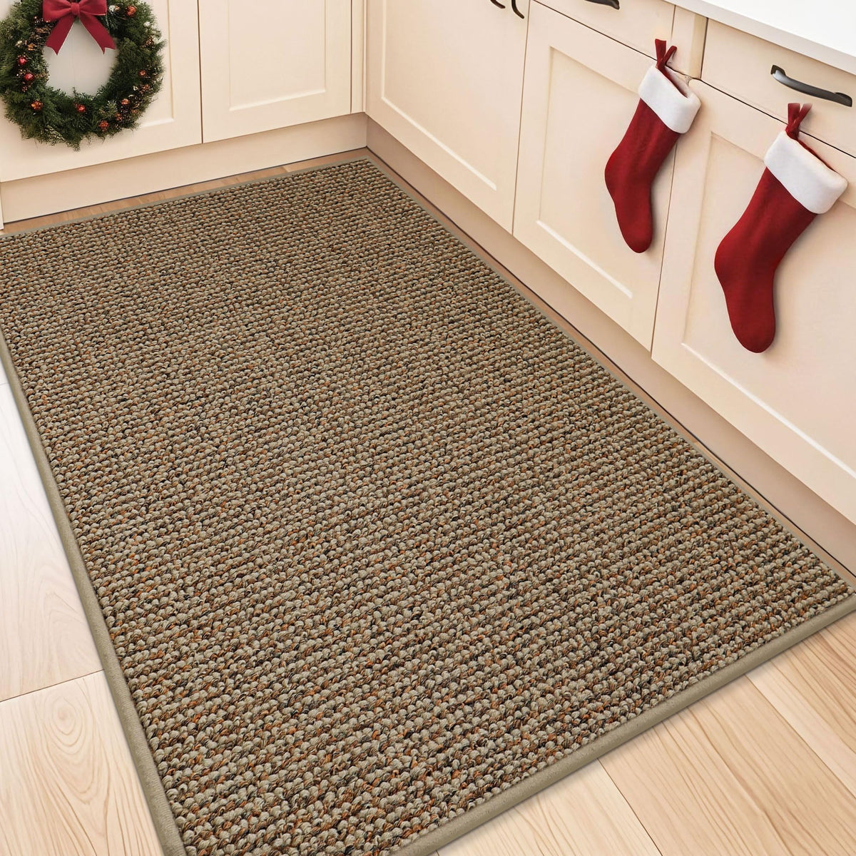 BEQHAUSE kitchen rug absorption closeup highlights spill absorption and floor protection