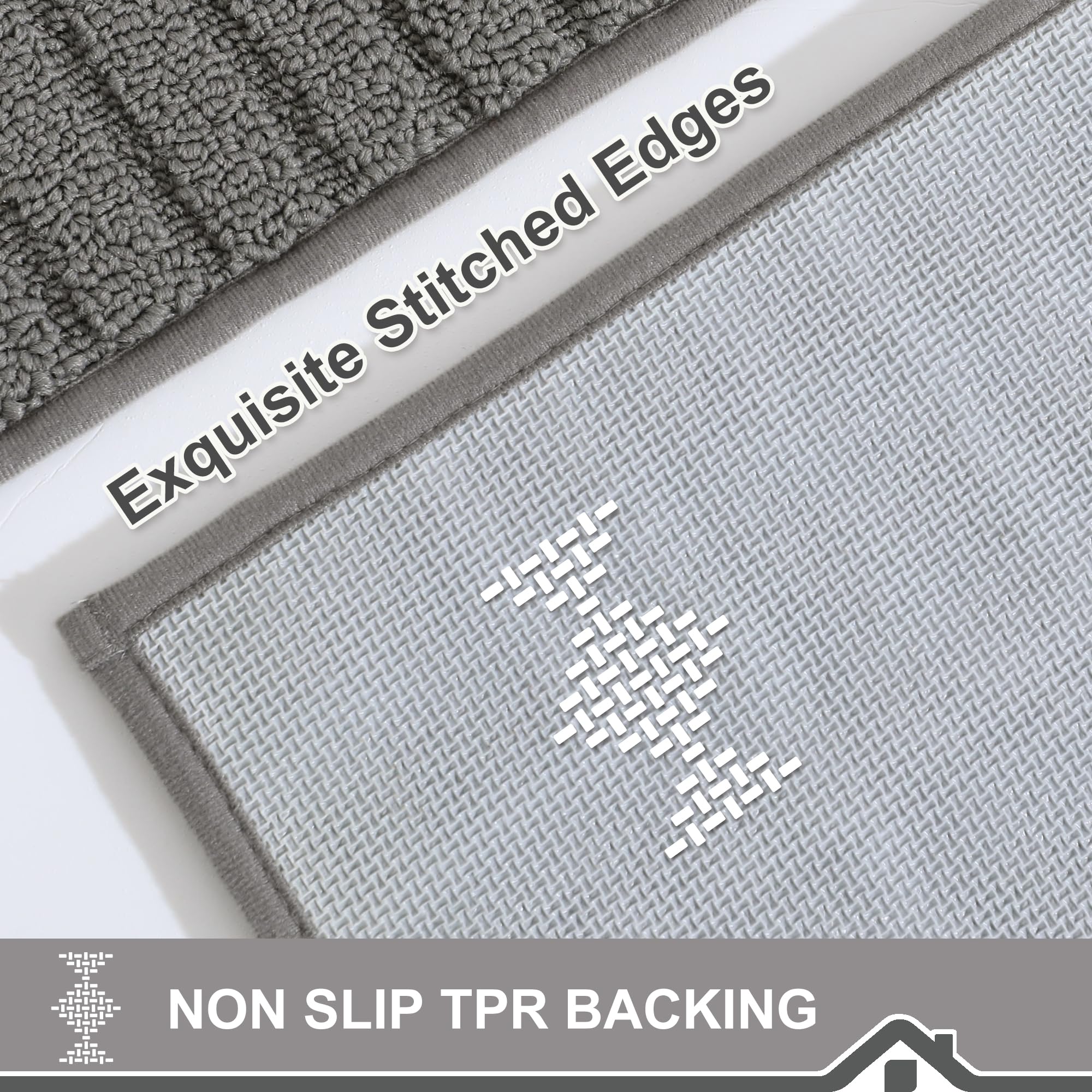 BEQHAUSE grey kitchen rug 24x60 offers ample coverage and slip resistance