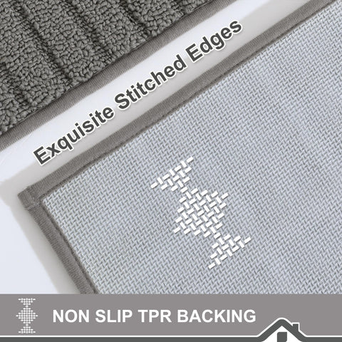 BEQHAUSE grey kitchen rug 24x60 offers ample coverage and slip resistance