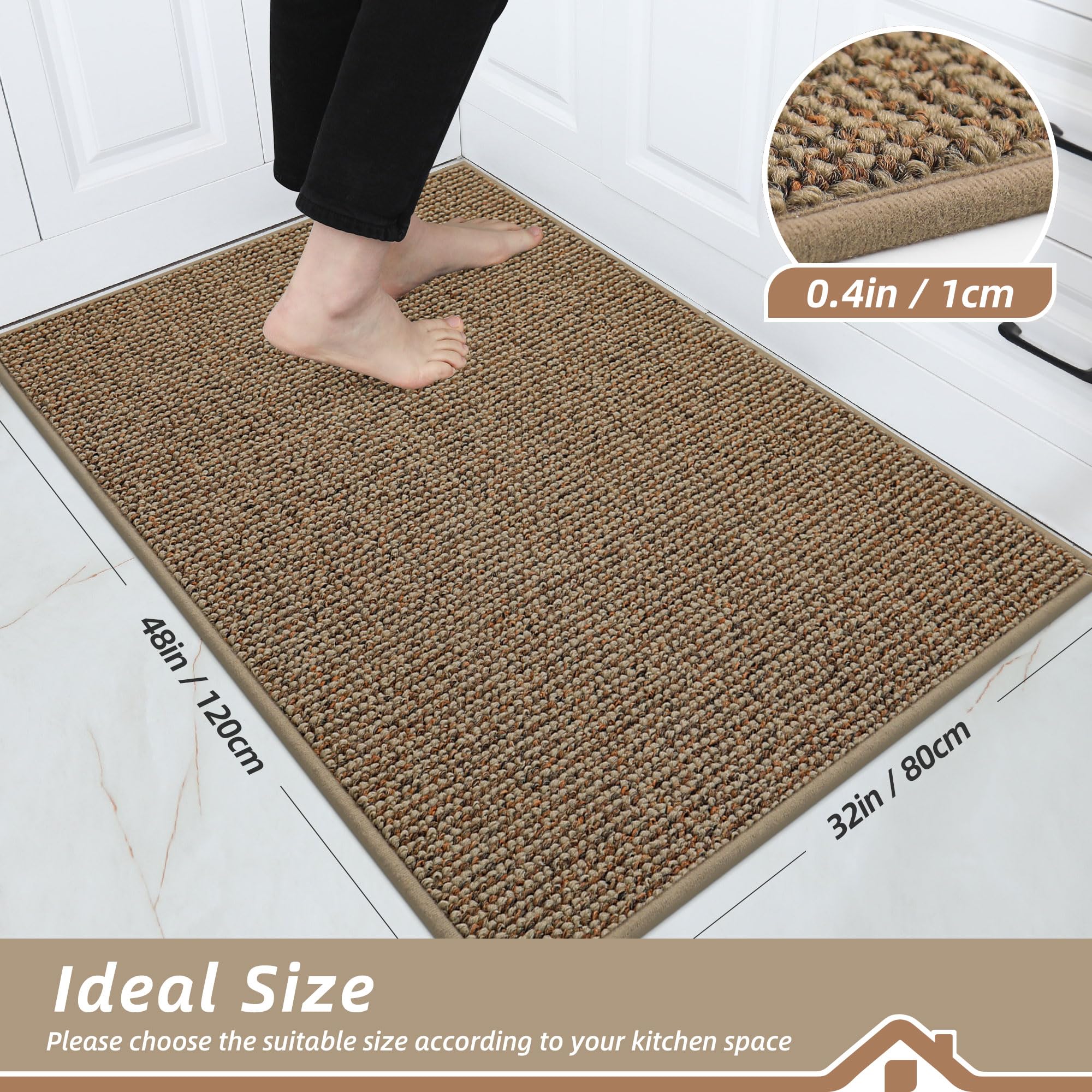 BEQHAUSE kitchen rug non-slip backing demonstrates safer standing on slick floors