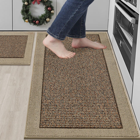 BEQHAUSE kitchen rugs with absorbent fibers trap spills for a cleaner floor.