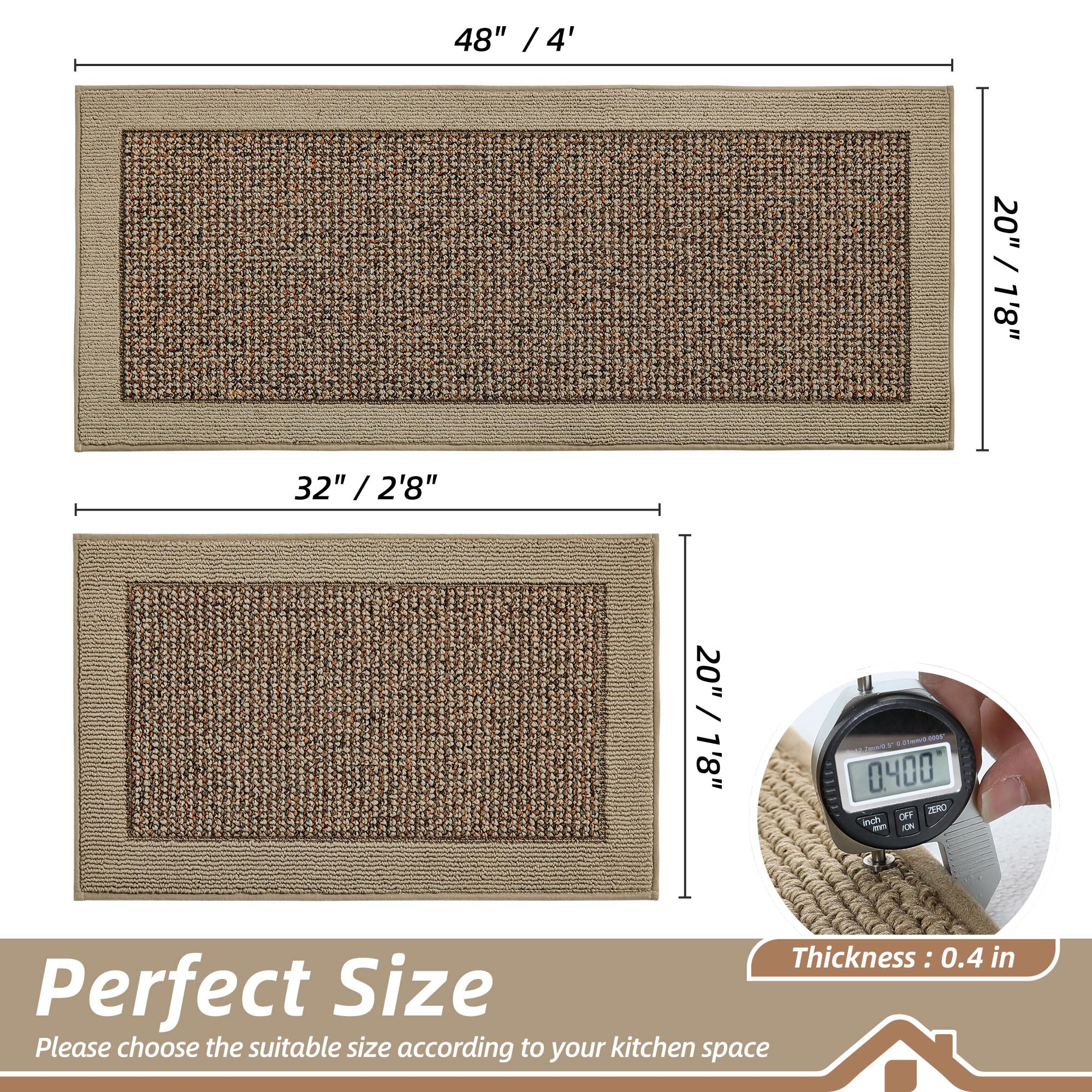 BEQHAUSE rug set shows non-slip backing for secure placement on clean floors.