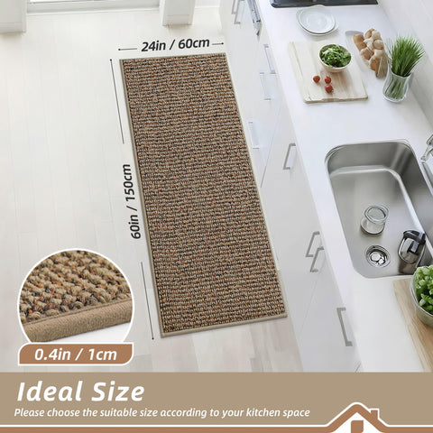 BEQHAUSE kitchen runner non-slip-back secures rug to floor for safer kitchens.