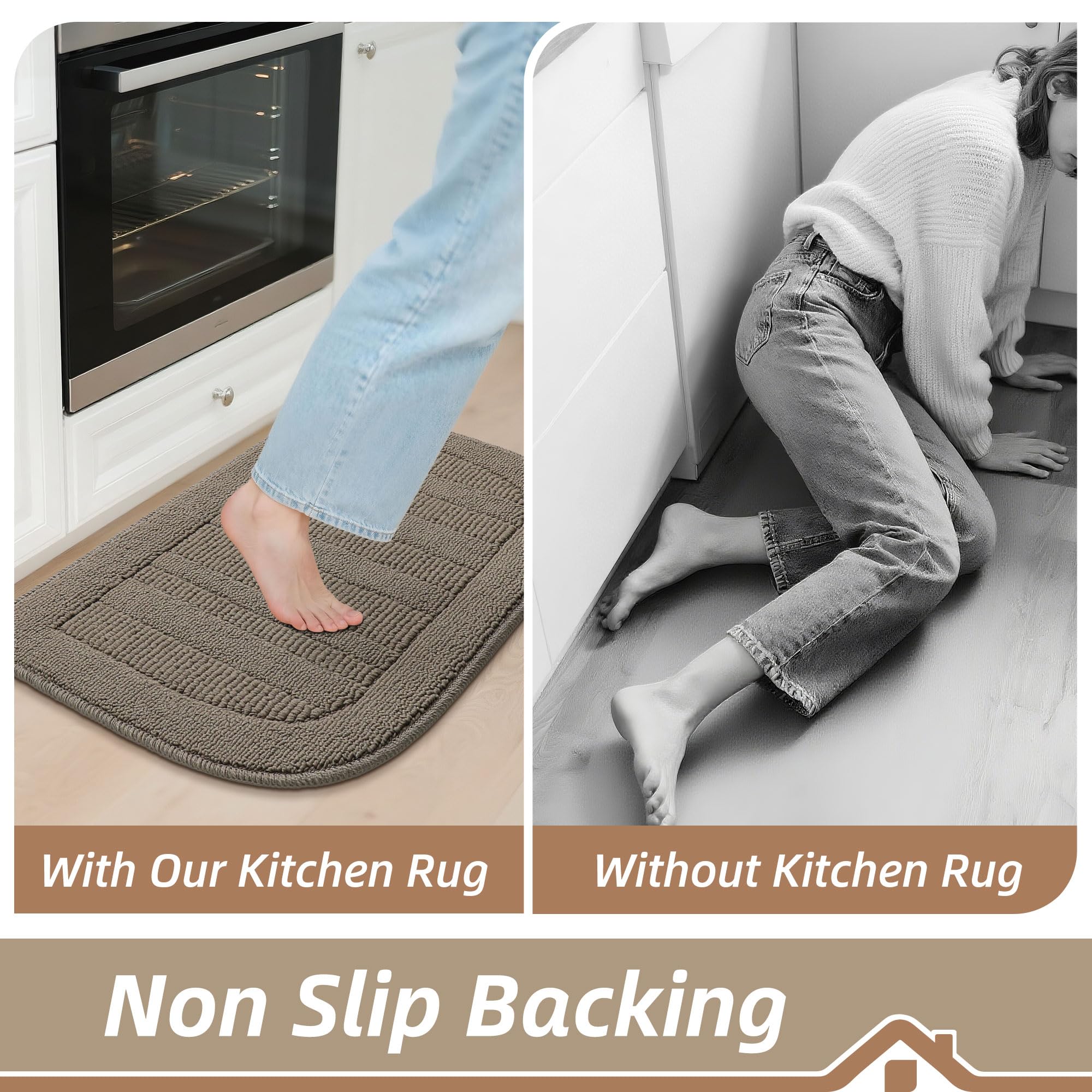 BEQHAUSE machine-washable kitchen mat simplifies cleanup after meals.