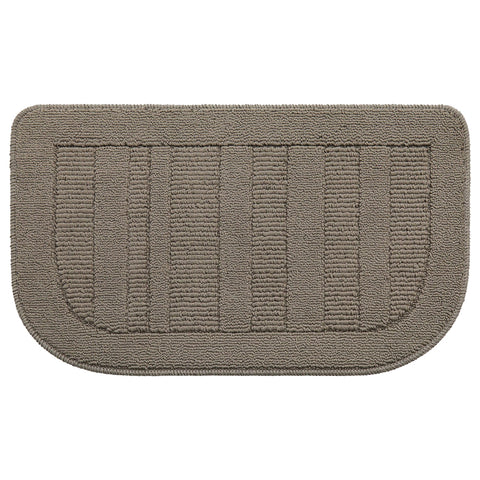 BEQHAUSE semicircular taupe kitchen mat for non-slip support underfoot.