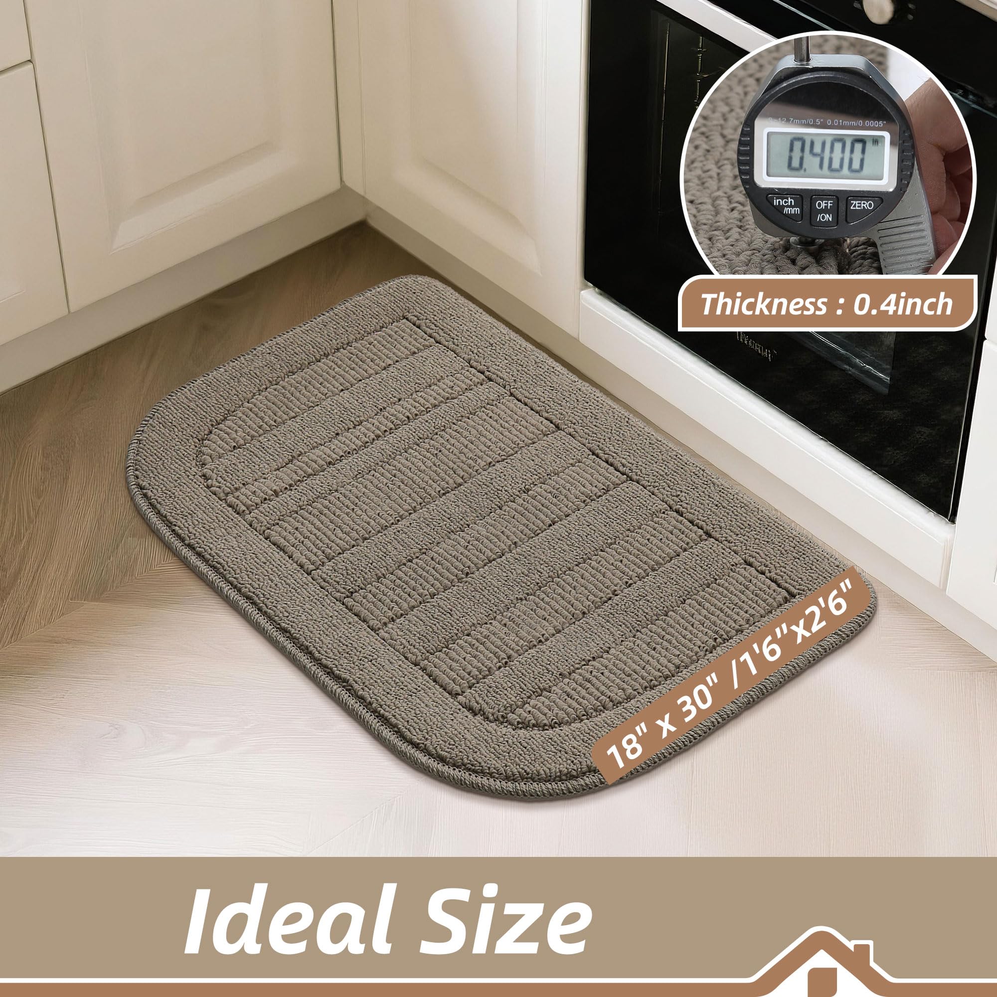 BEQHAUSE stain-resistant kitchen mat protects floors from spills and splatters.