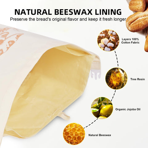 BERBAM natural-material bag made of cotton and beeswax for safe food contact.
