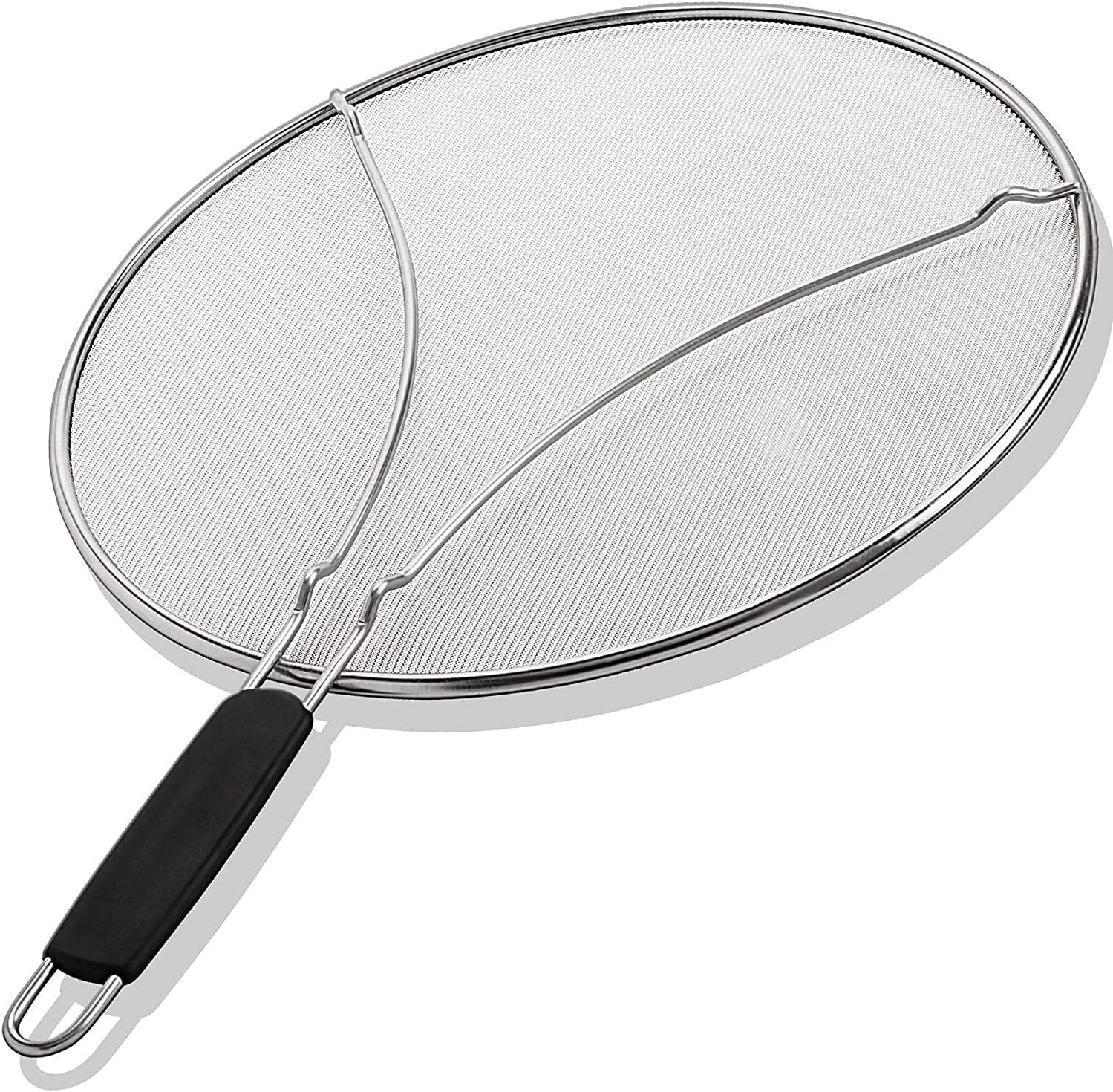 BergKoch splatter screen on a 15-inch pan reduces oil splatter during cooking