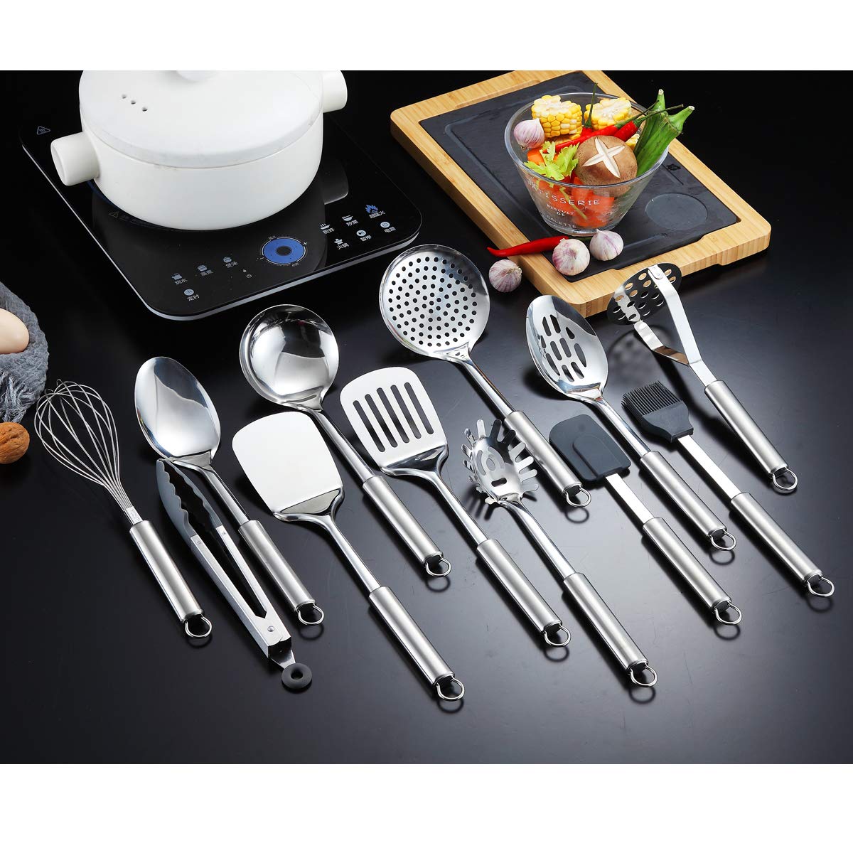 Berglander 12-piece utensil set pasta server designed for lift-and-serve pasta.