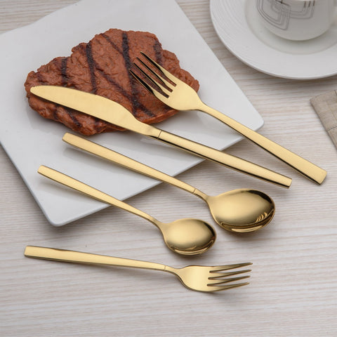 Berglander dinner knives with titanium gold plating, smooth edge for easy cutting
