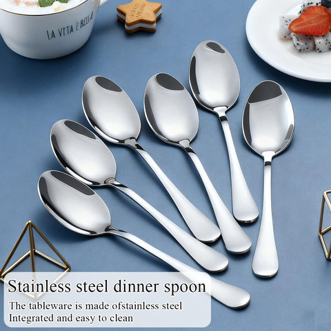 Berglander 7.36-inch dinner spoons sized for everyday and special occasions.