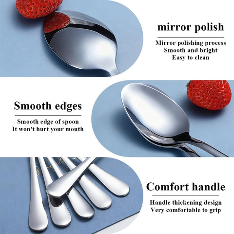 Berglander dinner spoons with mirror polish add a refined look.