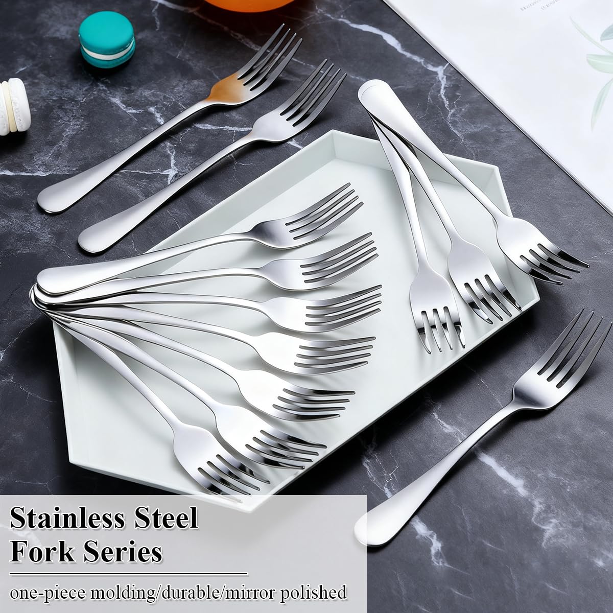 Berglander flatware on a clean, dishwasher-ready surface for easy cleaning