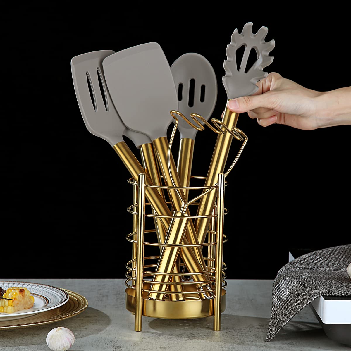 Berglander Gold utensils are dishwasher safe for quick cleanup.