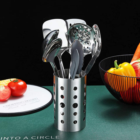 Berglander stainless steel utensils on counter for daily cooking durability.
