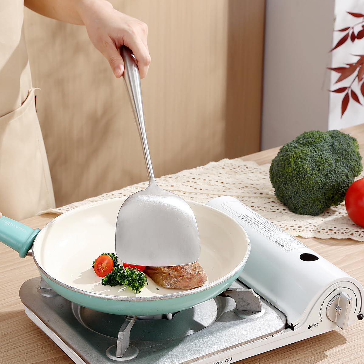Berglander Wok Spatula Set 17-inch length reaches deep in tall pots