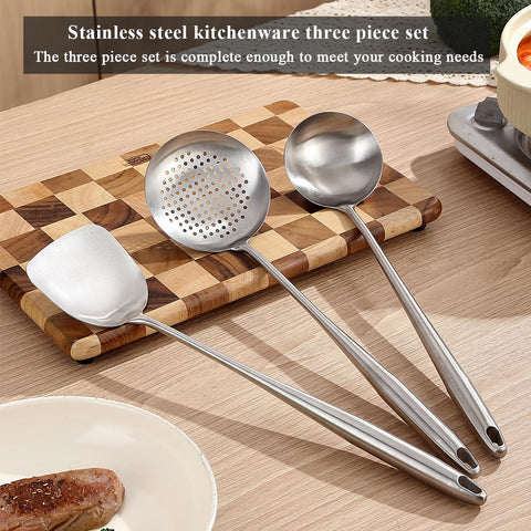 Berglander Wok Spatula Set skimmer lifts impurities and foam with ease