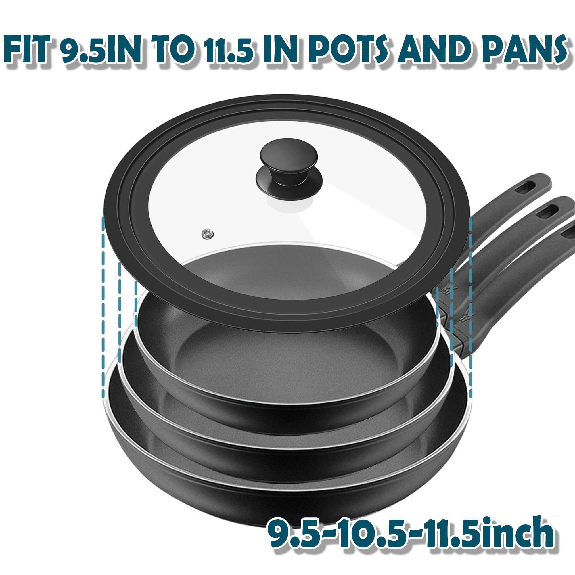 BERHT universal lid on an 11-5 inch pot for safe, flexible simmering.