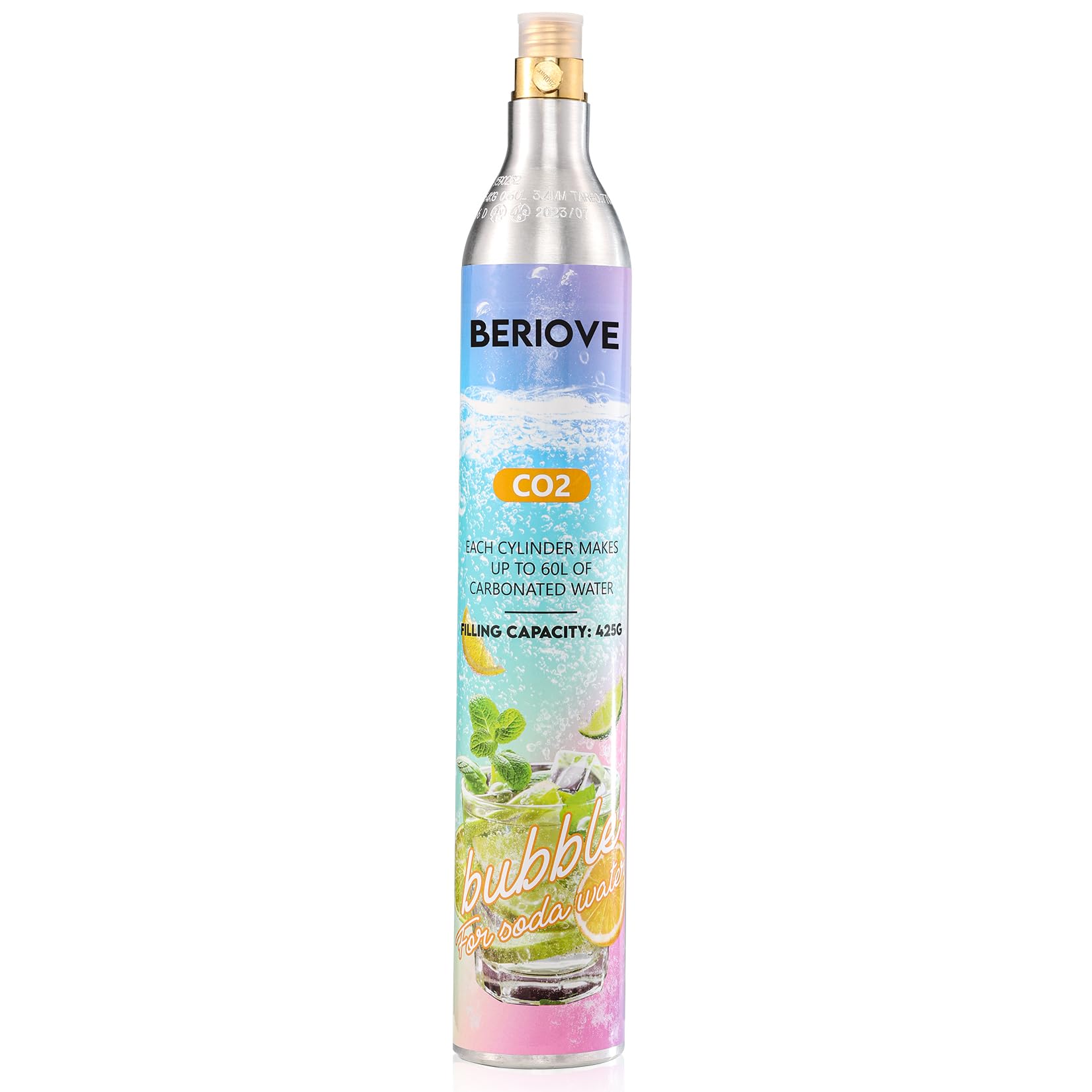 BERIOVE CO2 cylinder 60L durable aluminum body for reliable carbonation