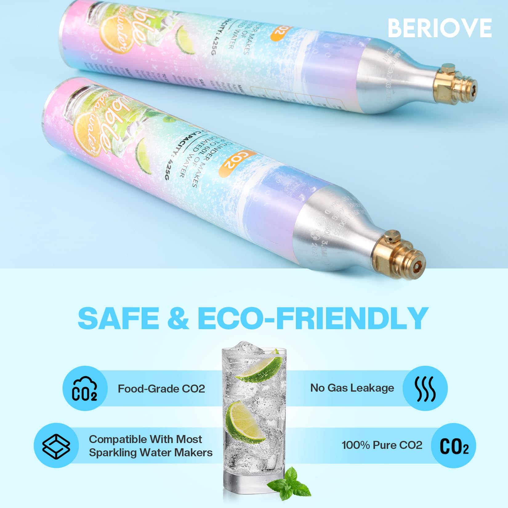 BERIOVE CO2 cylinder seal design prevents leaks during carbonation