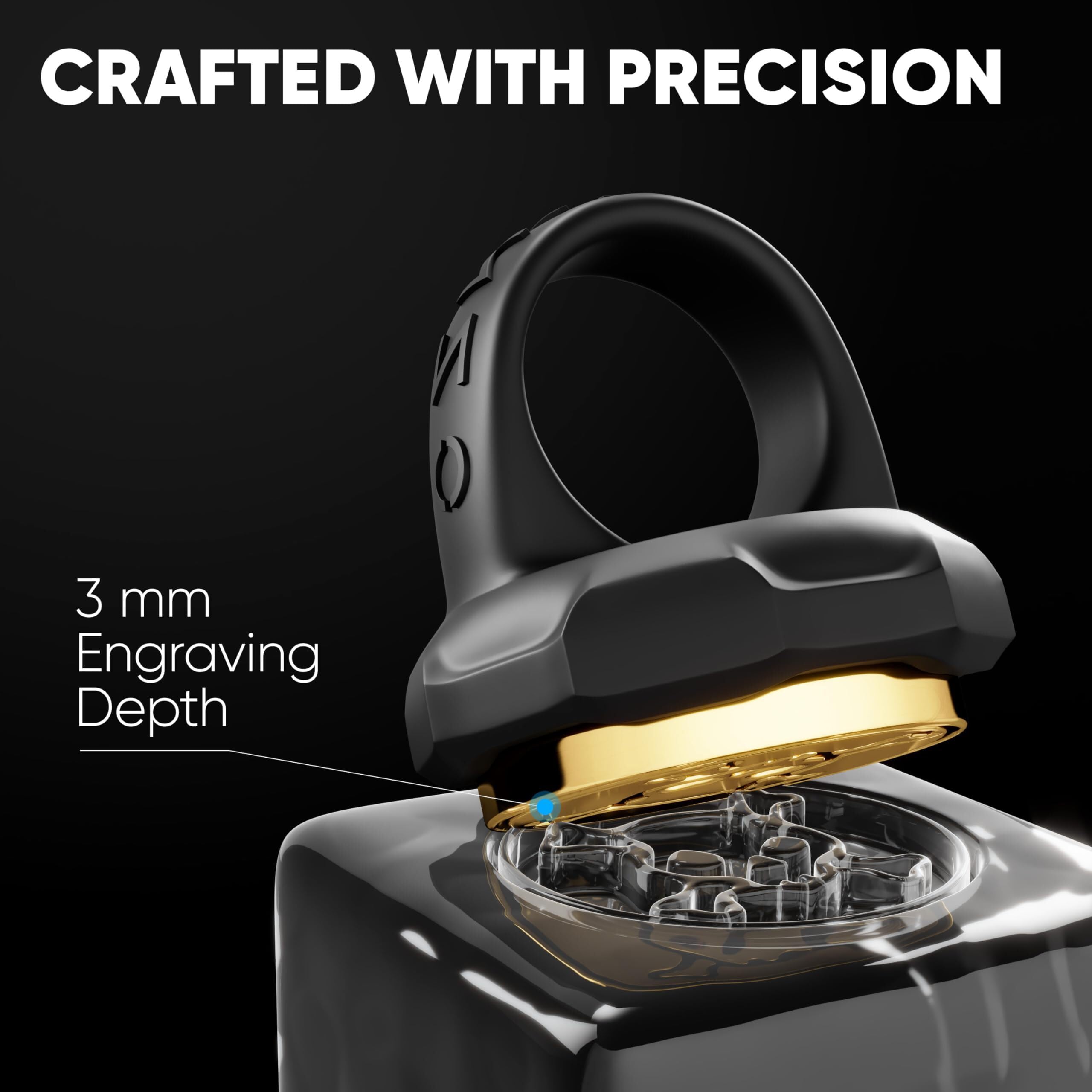Berlinzo brass ice stamp head delivers durable, crisp M impressions for drinks.