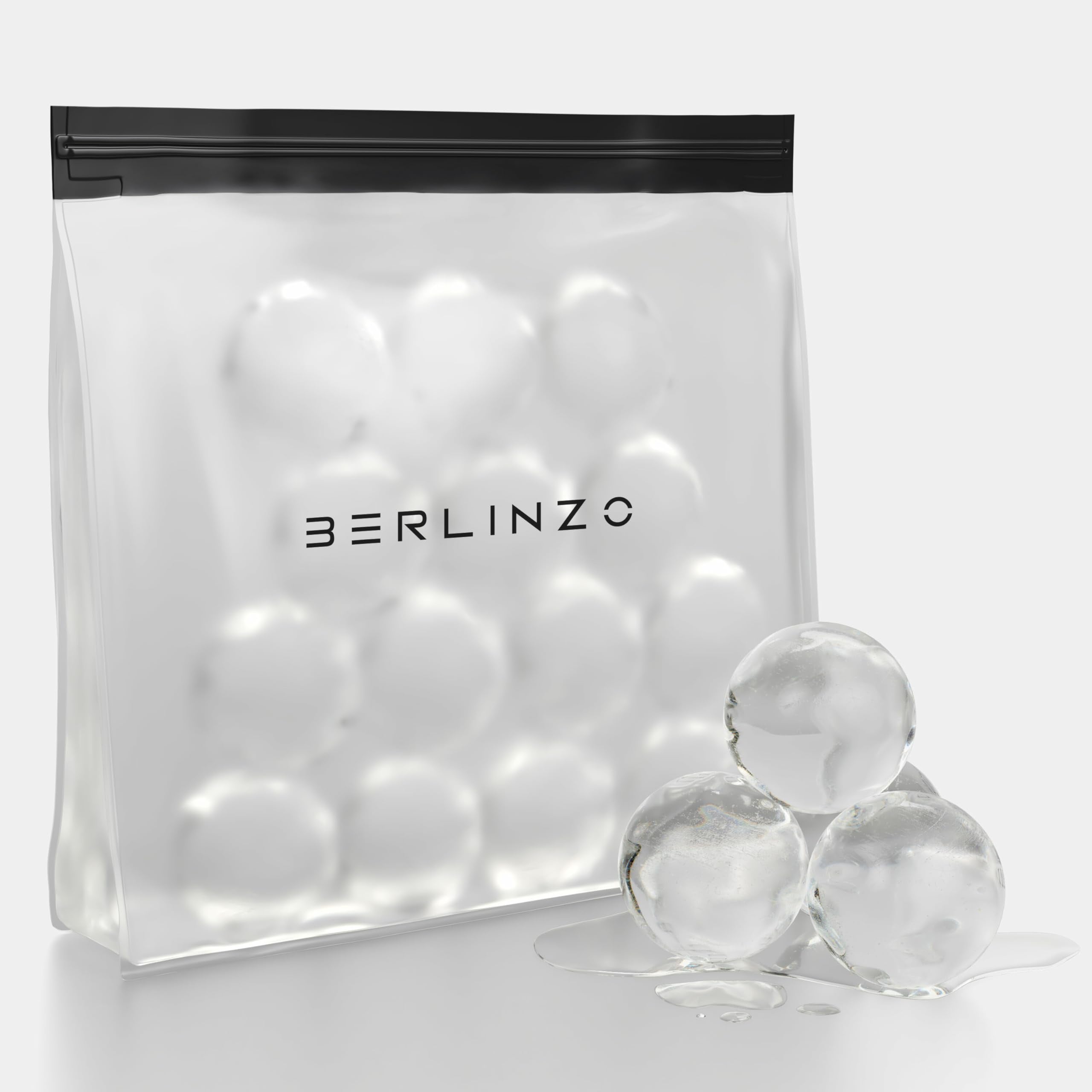 BERLINZO transparent ice bag demonstrates sturdy reusable design ideal for parties and picnics.